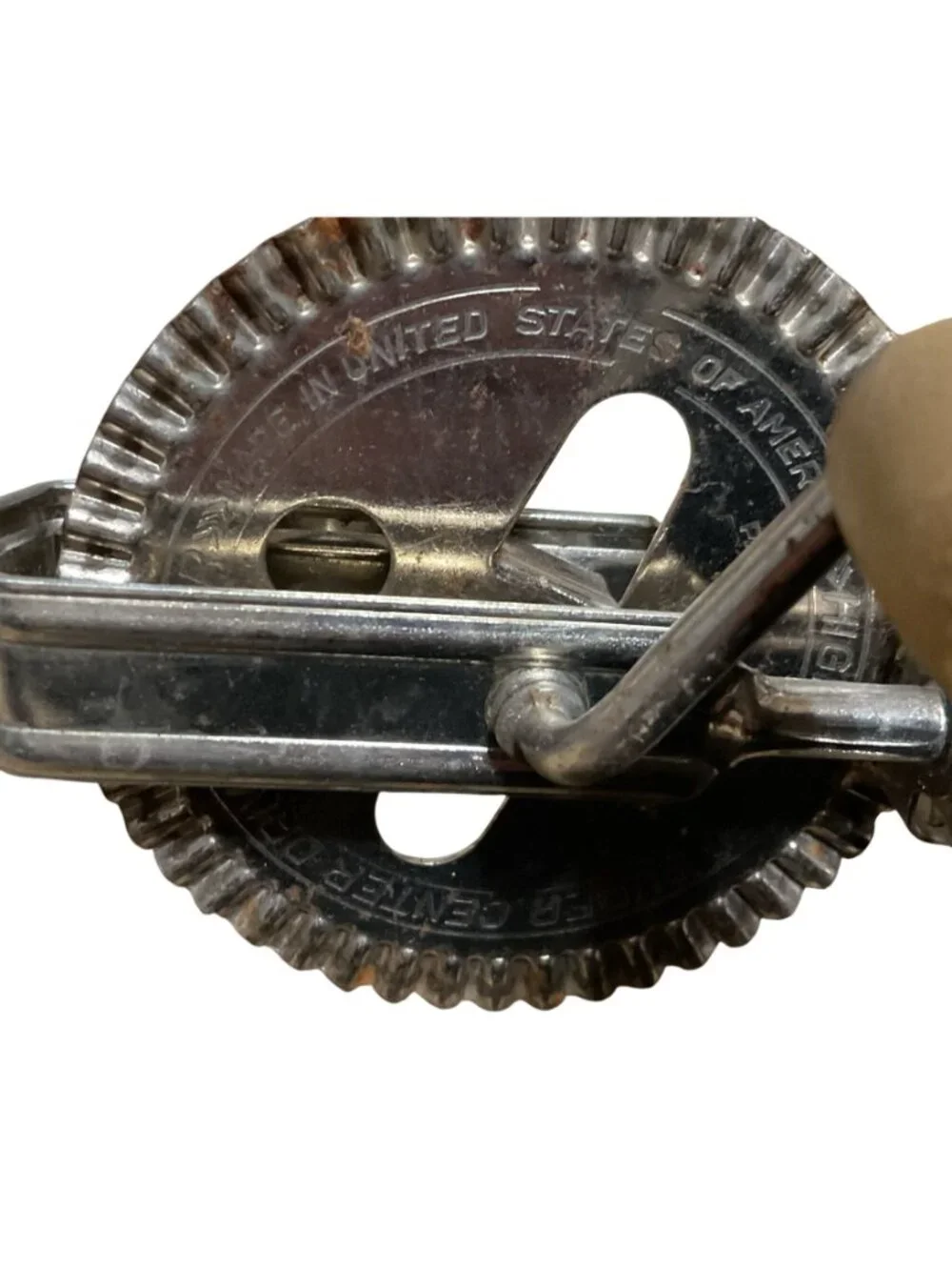 Vtg Red A&J High Speed Super Center Drive Egg Beater Hand Crank Mixer 1920s-40s